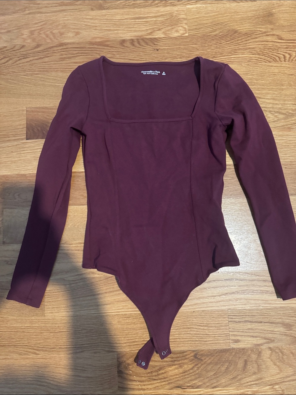 Abercrombie & Fitch Burgundy Long Sleeve Square Neck Bodysuit